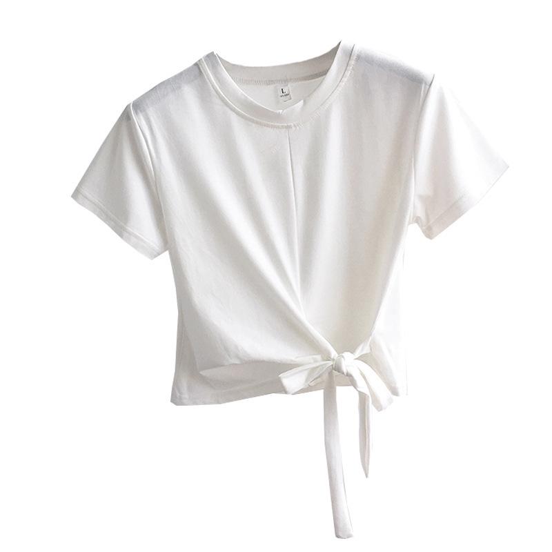 2024 Dam Slim-Fit Knytblus, Koreansk Sommarstil, Kort Ärm