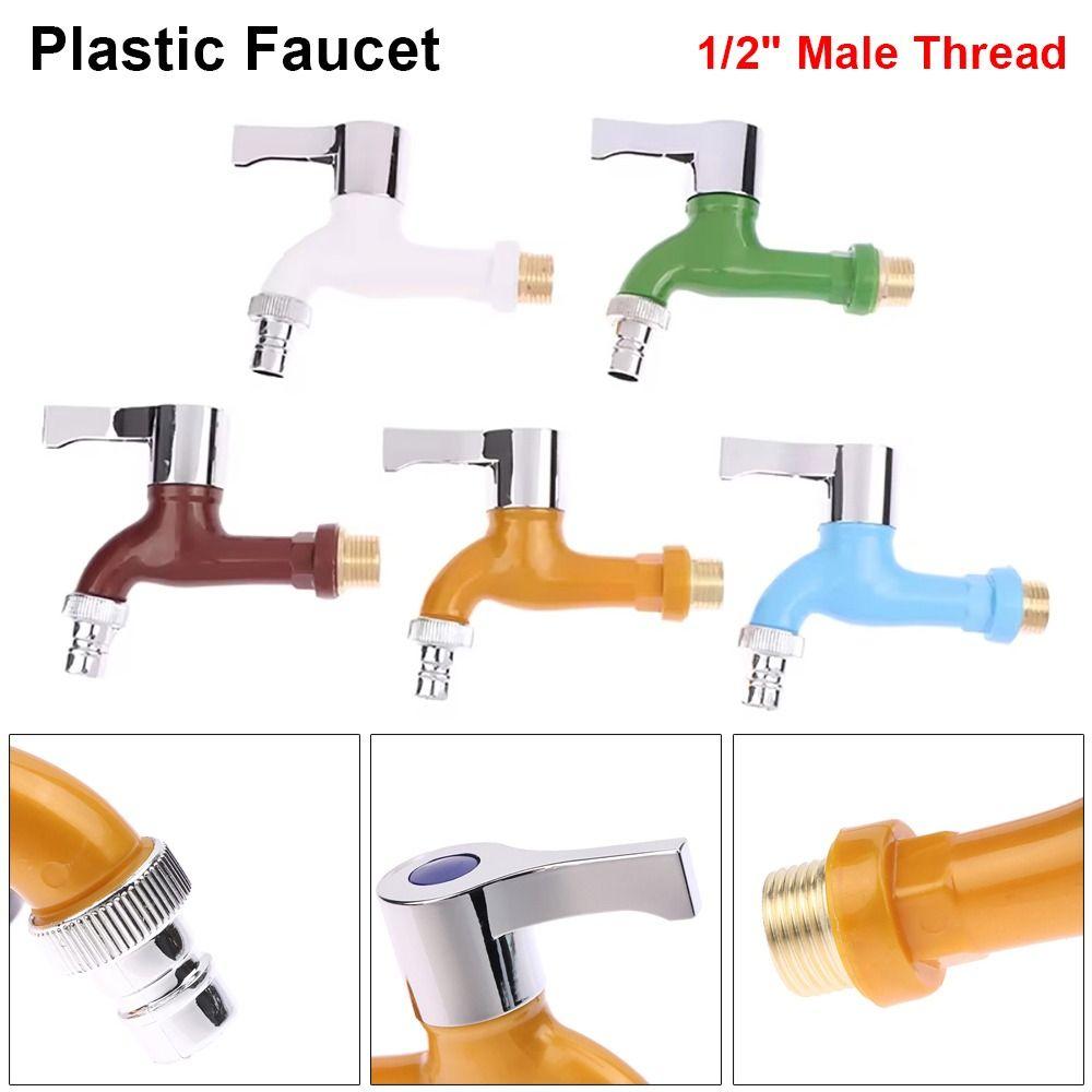 1Pcs Wall Mounted Plastic Faucet 1/2" Male Water Hose Quick Connector  Garden Balcony