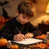 Rhinestone Writing Pen Beadable Pen Glitter Plastic Beaded Halloween Pumpkin Ghost Skull Smooth Gel Ink for DIY Craft Making School Office Supplies