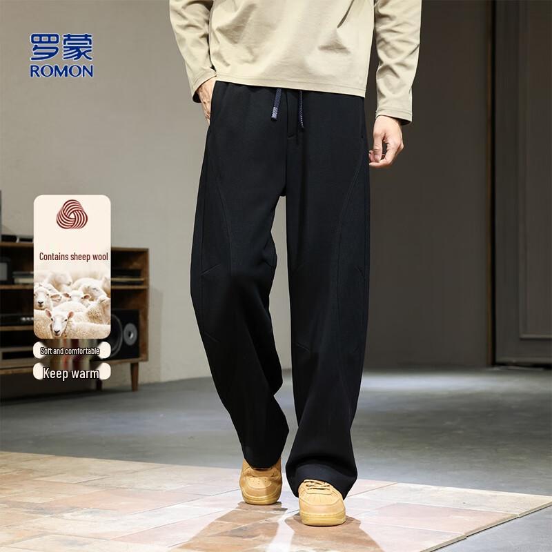 

ROMON Men s Wool Blend Relaxed Fit Curved-Leg Casual Pants 2XL