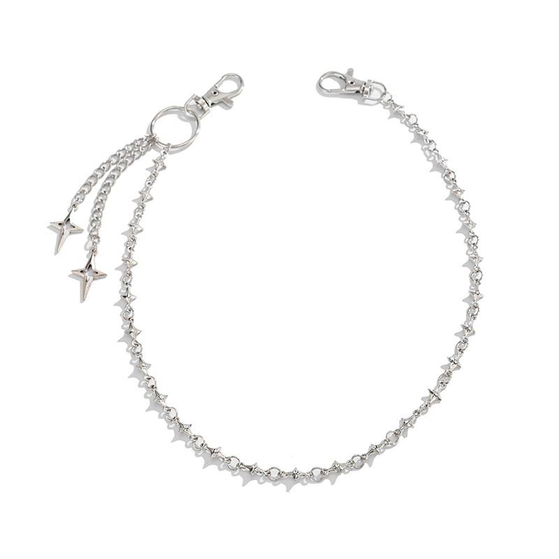 

Серебряная цепочка на пояс со звездой | Дерзкая уличная цепочка на талию для джинсов и повседневной одежды