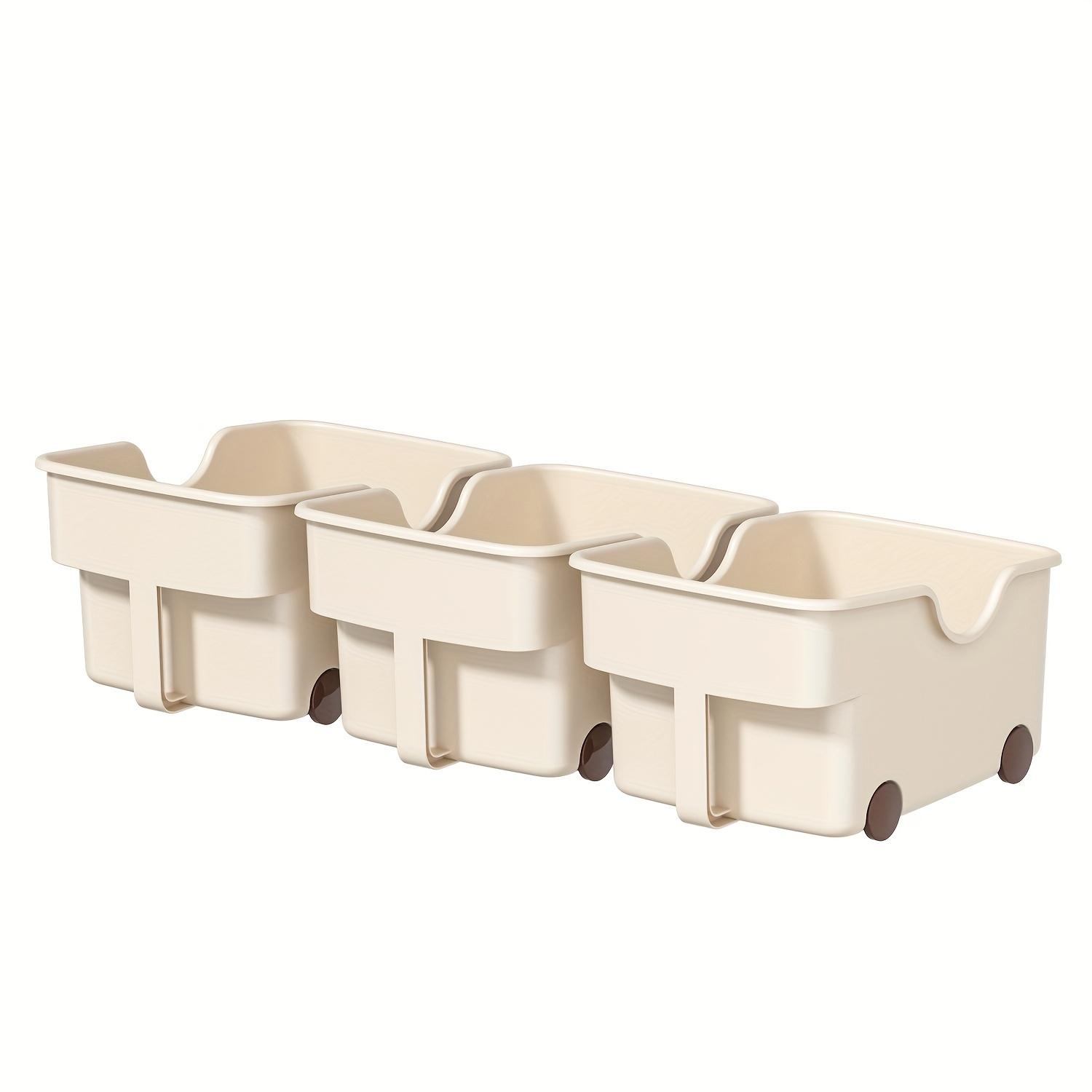

3-Pack Rolling Storage Bins with Handles. Open top for easy access. Perfect for home, toy, spice & desk organization. світло-жовтого кольору