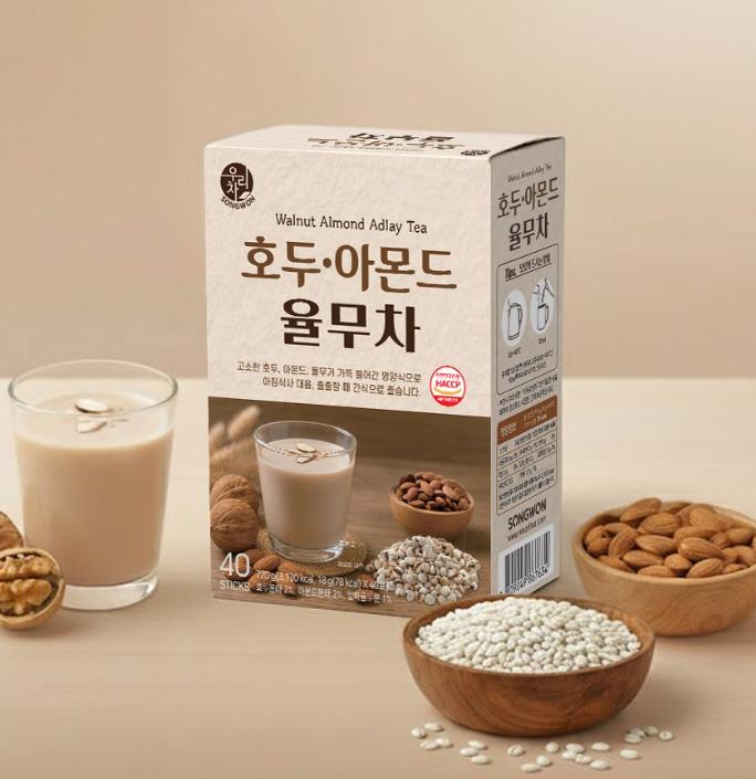 Woori Tea Vlašský ořech Mandle Yulmu Čaj 40 sáčků Korejský tradiční zrnitý čaj