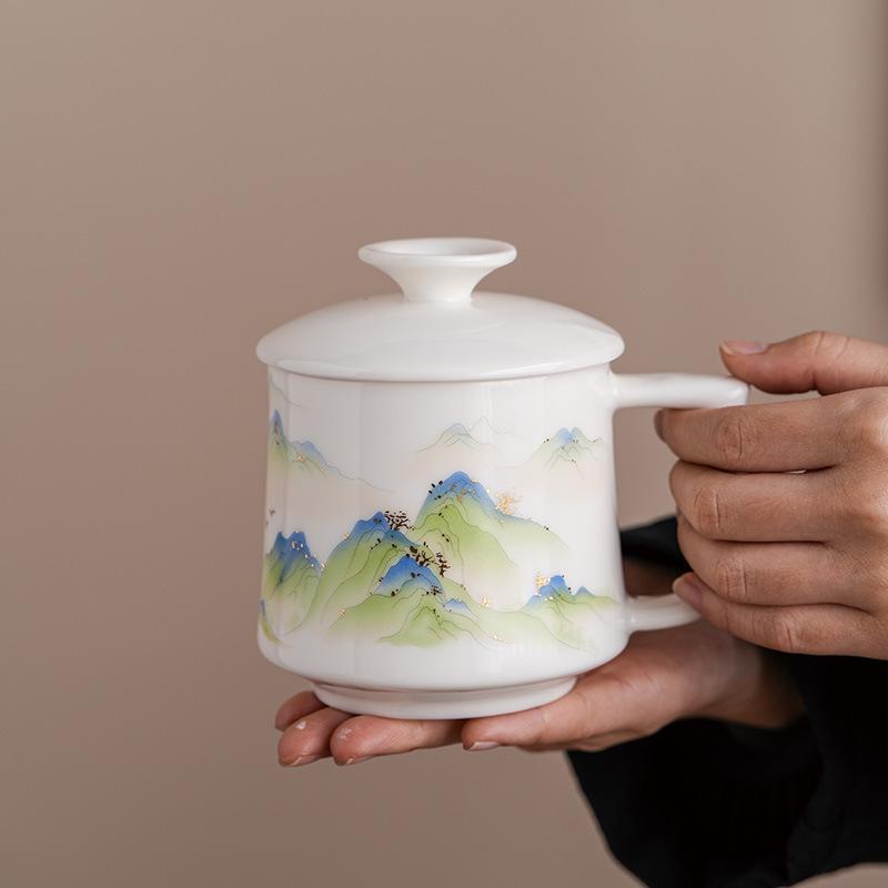 Jade Ceramic Tea Cup with Lid - Personalized Gift for Teacher's Day or Company Events