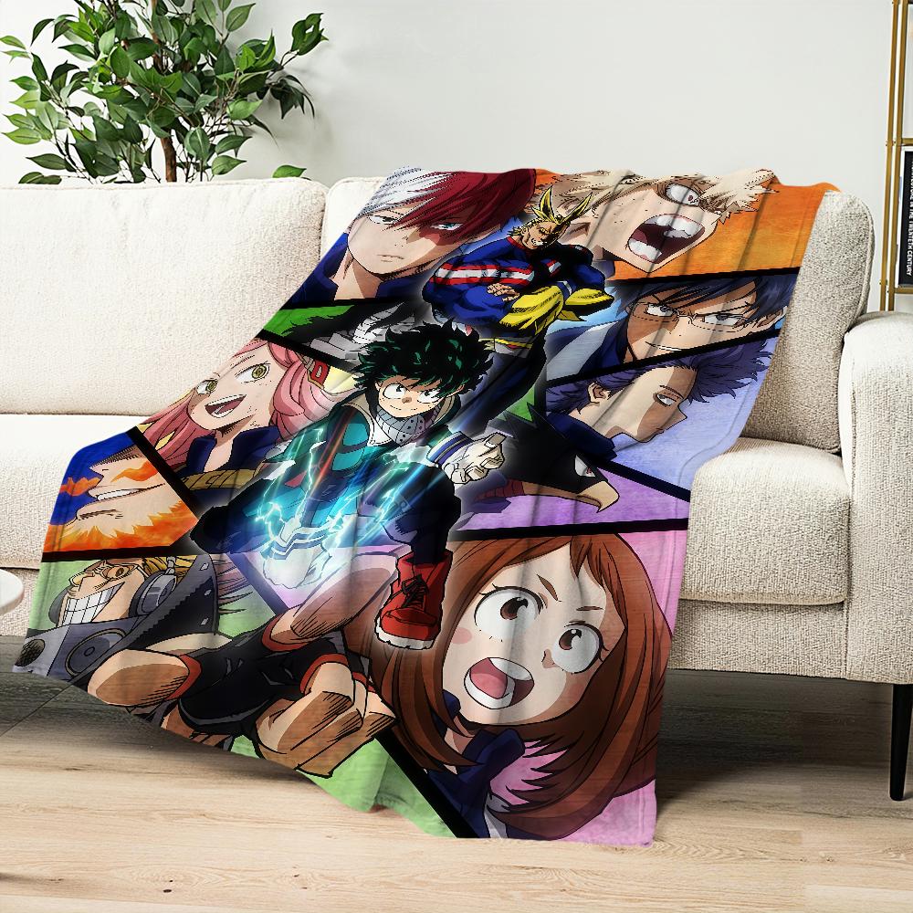 Anime Cool Blanket Flannel Warm Comfort My H-hero A-academia Soft Plush Blanket for Sofa Living Room Office Bedroom Travel Gift