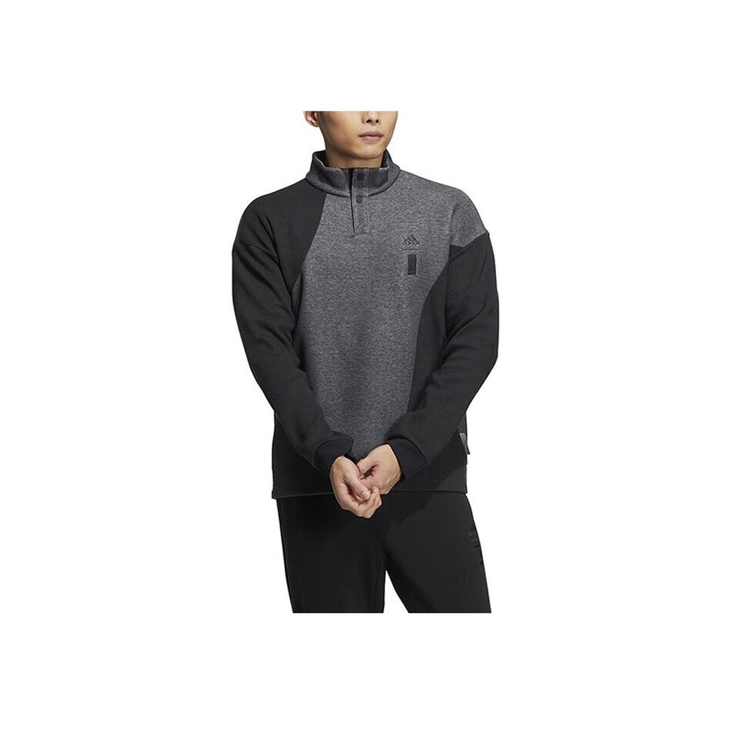 Adidas Colorblock Stand Collar Long Sleeve Sweatshirt Men Tops Black HY5847