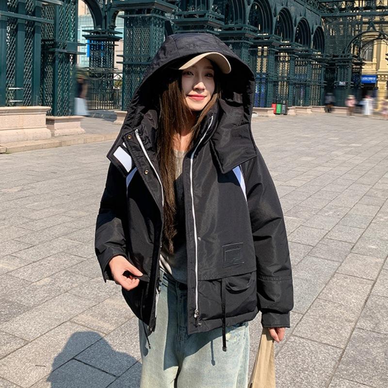 Winter New Korean Version Short Thickened Cotton Clothes Women's Fashion Loose Hooded Jacket