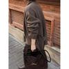 New women's bag frosted leather metal rope buckle leather woven niche simple large-capacity portable shoulder bag
