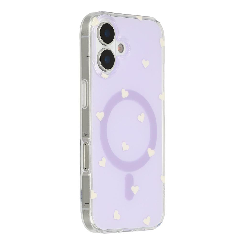 For iPhone 16 Case Little Heart Pattern TPU + PC Protective Phone Cover Compatible with MagSafe