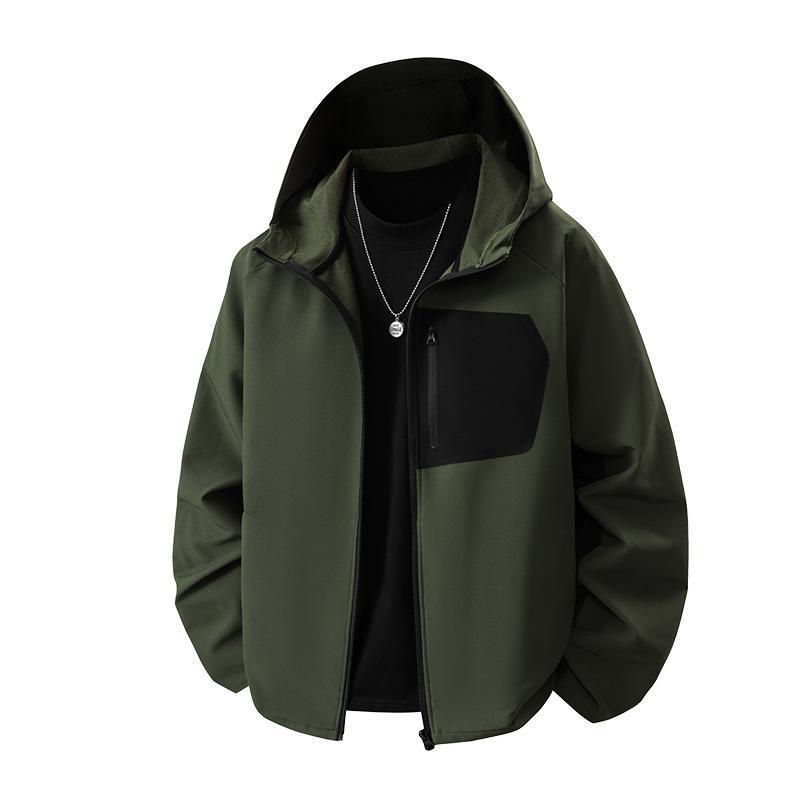 Autumn and Winter New Long-sleeved Men's Casual Fashion Sports Slim-fit Elastic Fitness Outdoor Top Men's Tooling Hooded Jacket
