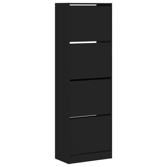 VidaXL Shoe Cabinet 4 Drop-Down Drawers Black 60x34x187.5 Cm 3214372