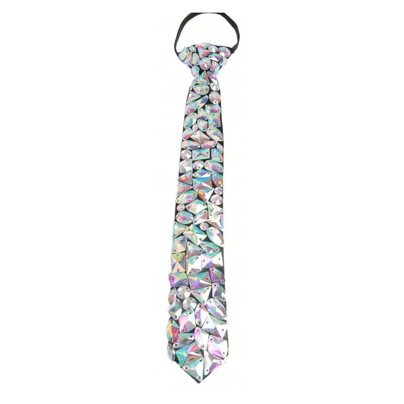 Geometric Crystal Tie With Metal Finish For Adults Casual Fashion Accessory