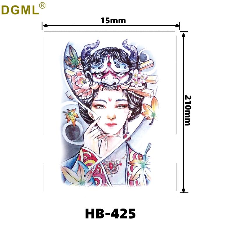 Geisha Skull Flower Tattoo Stickers: Halloween Arm & Face Ghost Designs