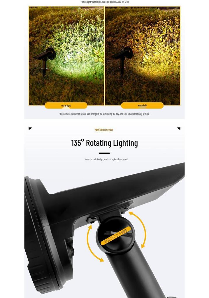 Solar Rainproof Lawn & Garden Spotlight: Outdoor Courtyard Decoration and Landscape Lighting.