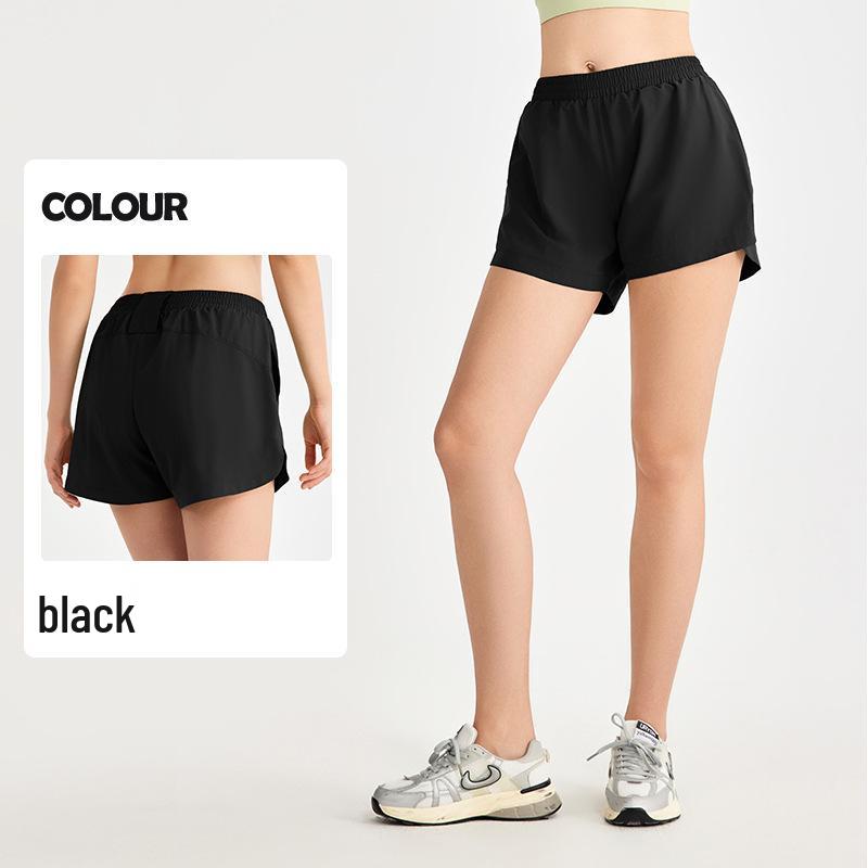 Women's Two-in-One Cooling Sports Shorts with Anti-Exposure Pocket & Back Waist Towel Loop for Yoga & Fitness.