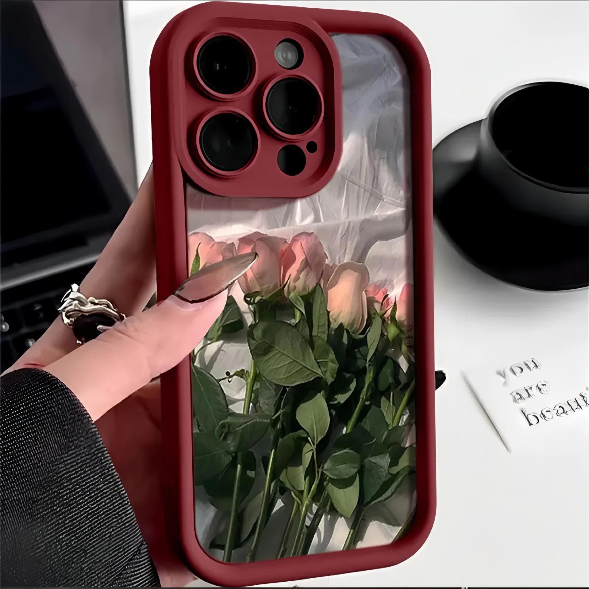 

Noble Rose Flower Case for iPhone 14 Plus to 16 Pro Max: European & American Style iPhone X/XS