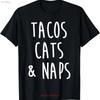 Tacos Cats And Naps Food Funny Cat Owner T Shirt Vintage Washed Fashion Designer Clothes Versatile Stylish Graphic Casual Soft
