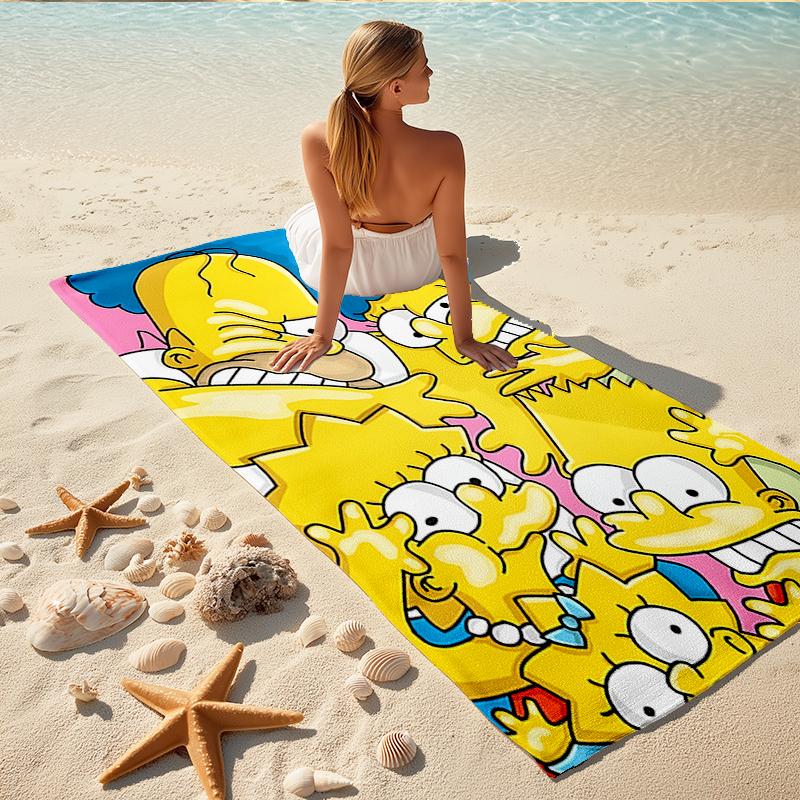 1Pc Simpsons Family Portrait Beach Towel, Quick Dry, Multi-Use for Beach Pool Gym Yoga Home Travel, Christmas, Halloween, Xmas Gift S910
