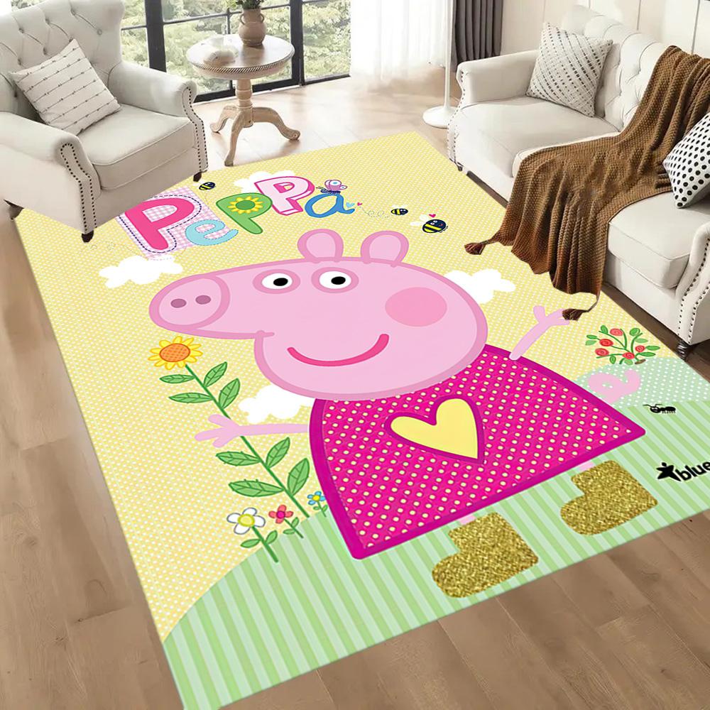 Peppa Pig Garden Adventure Square rugs are a great choice for living rooms, bedrooms, home décor, and as gifts.