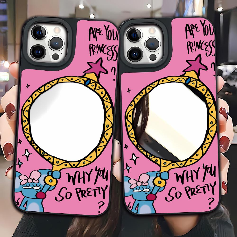 Mirror Phone Case for iPhone 15 11 13 14 for 15 16 Pro Max 12 13 16 Pro Cloud Flower and Animal Cute Style Phone Case