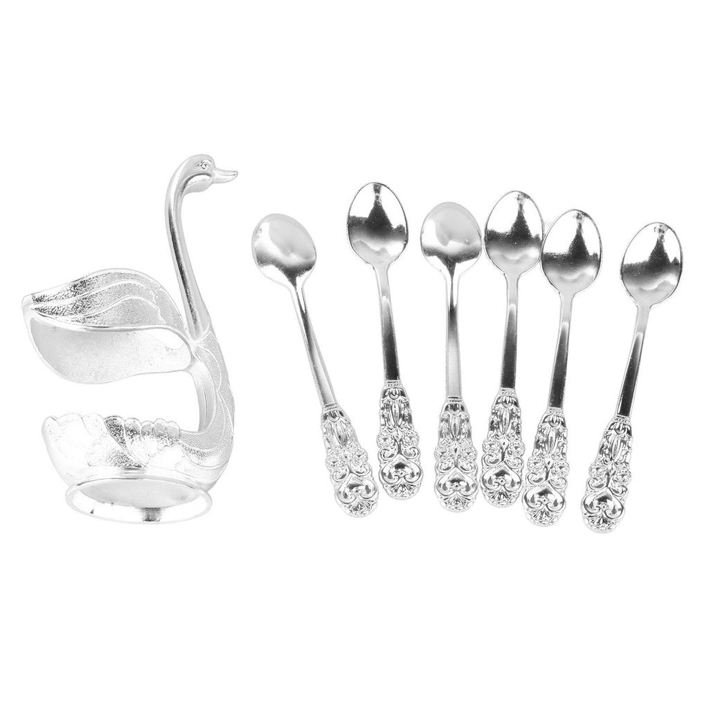 Coffee Spoon Holder Elegant Swan Shaped Alloy Mirror Polish Rich Details Coffee Stirrers Holder for