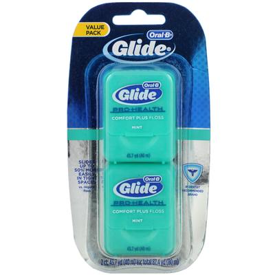 Glide, Pro-Health, Comfort Plus Dental Floss, Mint, 2 Packs, 40m (43.7yds) Each