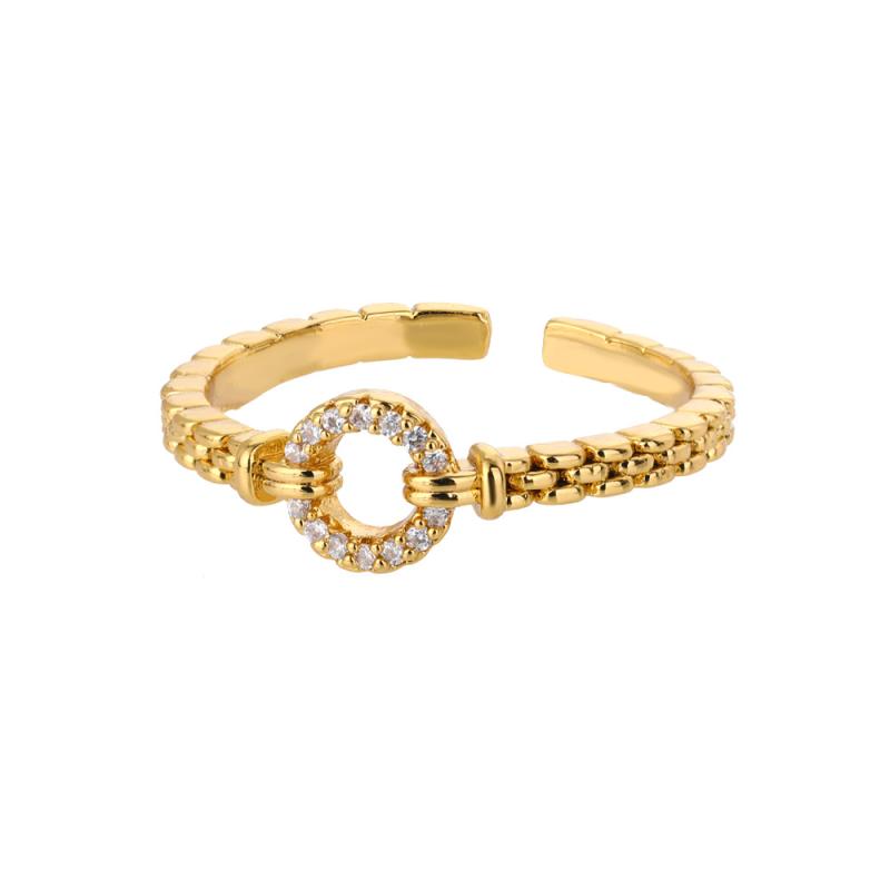 2025  Trendy Gold Plated Stainless Zircon  Rings For Women Chain Geometry Zircon Finger Ring Jewelry Gift