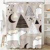 Cozy Bathroom Decor Shower Curtain Set with Moon Stars Forest Animal Print In Beige White Black Perfect for Your Home Bath or Gu