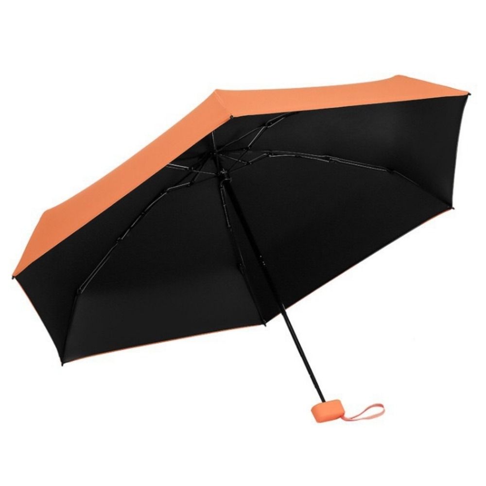 Five Fold Portable Sunshade Umbrella Sling PU Leather Case Hand Operated Parasol  Women