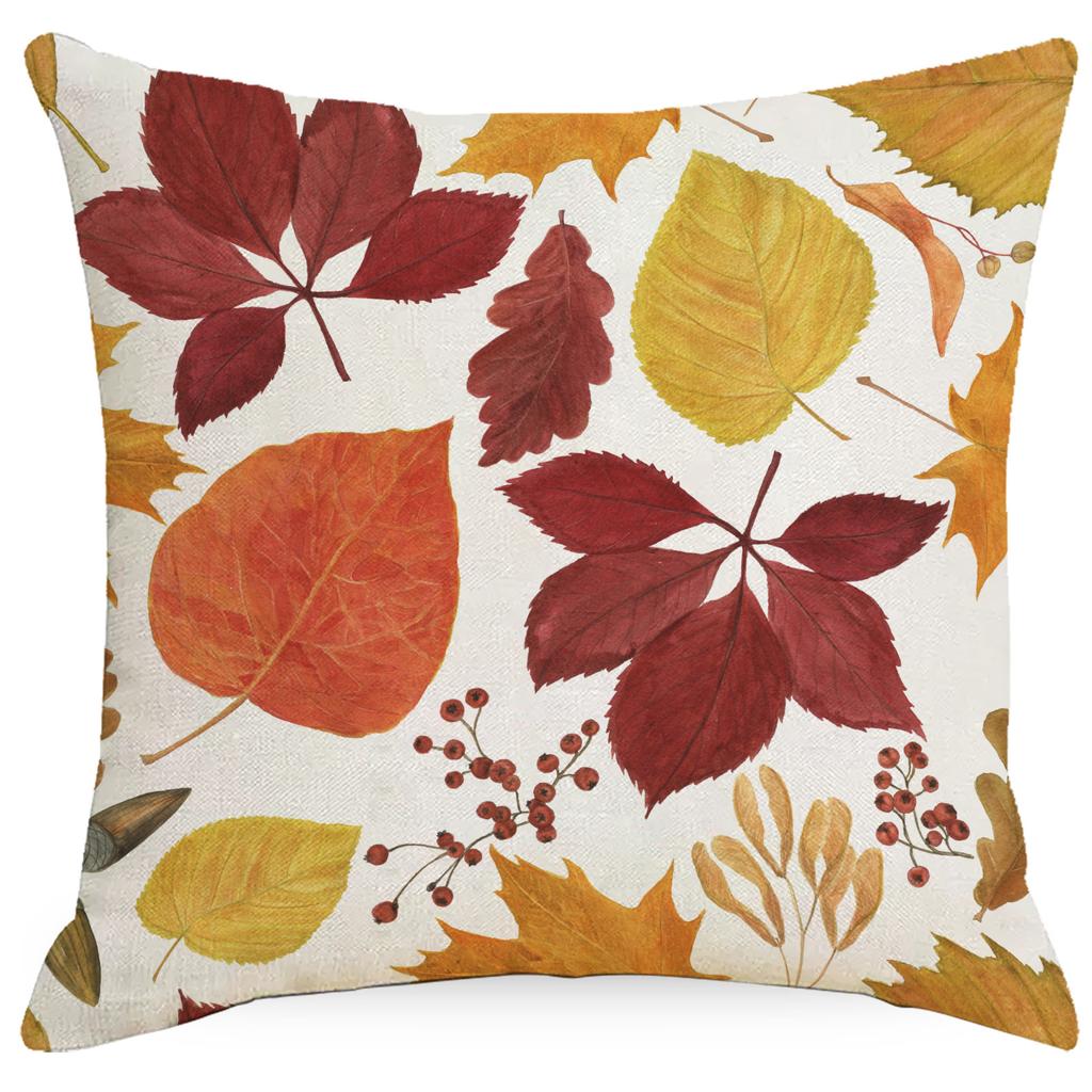 Nordic Pillow Autumn Series Leaves, Flowers and Bird Sofa Cushion Pillow Case Home Sofa High-end Decoration