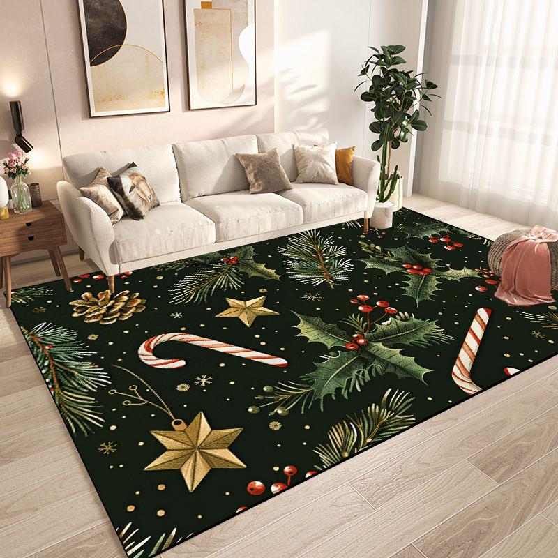 Christmas Tree Snowflake Carpet for Living Room Doormat New Year Red Decoration Home Rug Non-slip Dining Room Decor Floor Mats