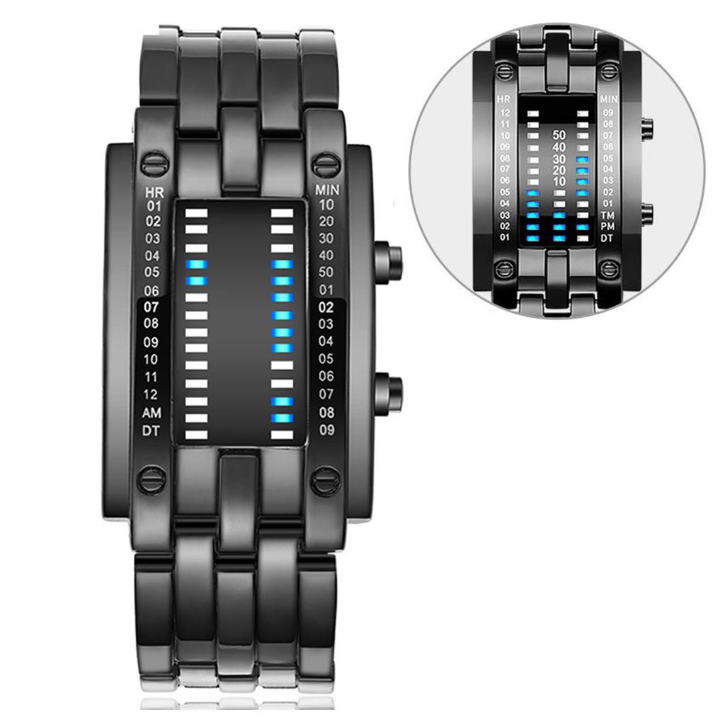 Binary Matrix Blue LED Digital Watch Men Women Cclassic Fashionable Future Technology Binary Watch