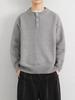 Men's American Retro Henley Collar Sweater: Autumn/Winter Clean Fit, High-End Feel, Solid Color Base Layer Knitwear