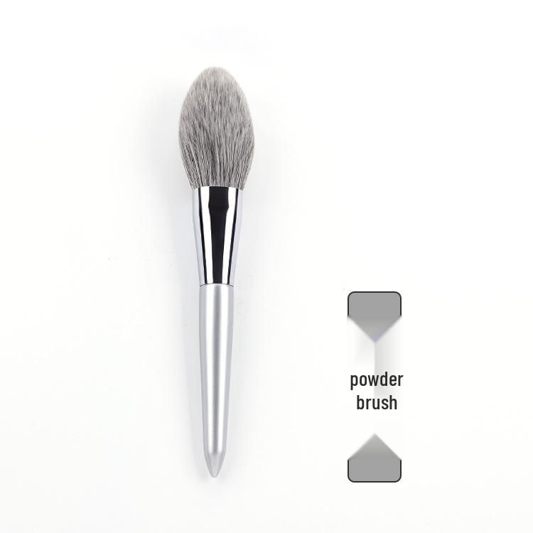 Moonlight Silver 12-Piece Makeup Brush Set: Super Soft Imitation Snow Fox Hair for Powder, Contour, and Eyeshadow.