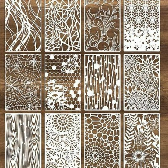 Geometric Square Texture DIY Stencil for Painting and Journaling