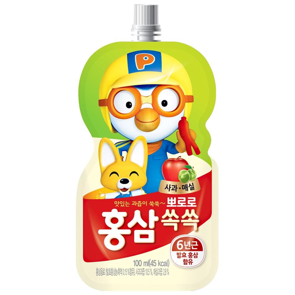 Paldo Pororo Red Ginseng Soksok Apple Plum 100ml 70 Pcs