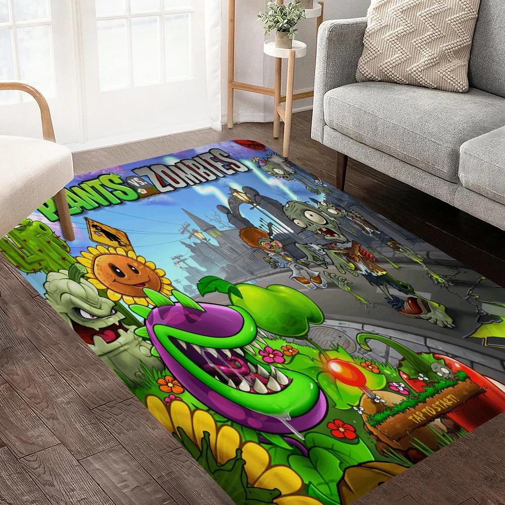 P-Pflanzen-vs Cartoon Z-Zombies Badezimmermatte Rutschfest Wasserabsorbierend Langes Streifenpolster Schlafzimmer Matte Hotel Dekor Matte