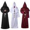 4 piezas/juego de capa de Halloween, disfraz de monje medieval, túnica de mago, capa de tela para baile de cosplay con drapeado fuerte, sombrero grande, collar, cuerda para la cintura