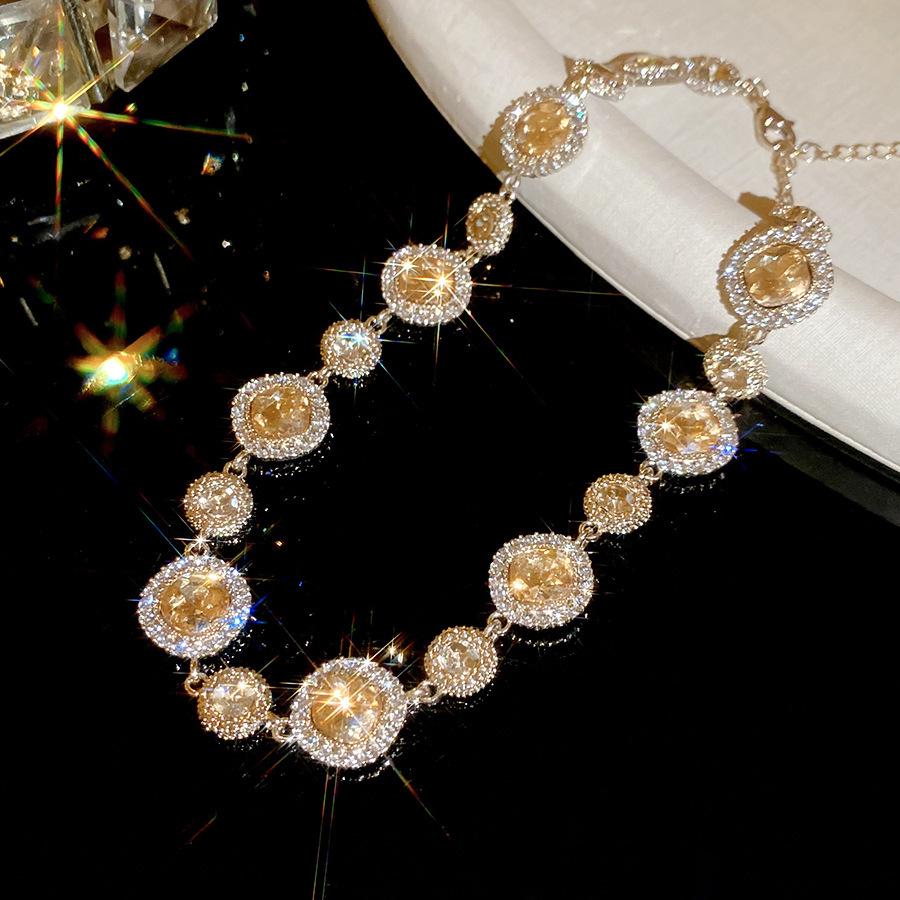 Silver Needle Geometric Rhinestone Necklace & Earrings Set