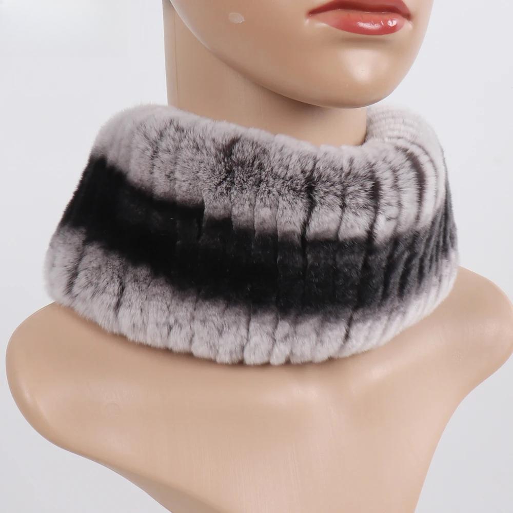 Hot Sale Winter Women Knitted Real Rex Rabbit Fur Scarf Natural Soft Rex Rabbit Fur Scarves Girls Warm Genuine Fur Headband
