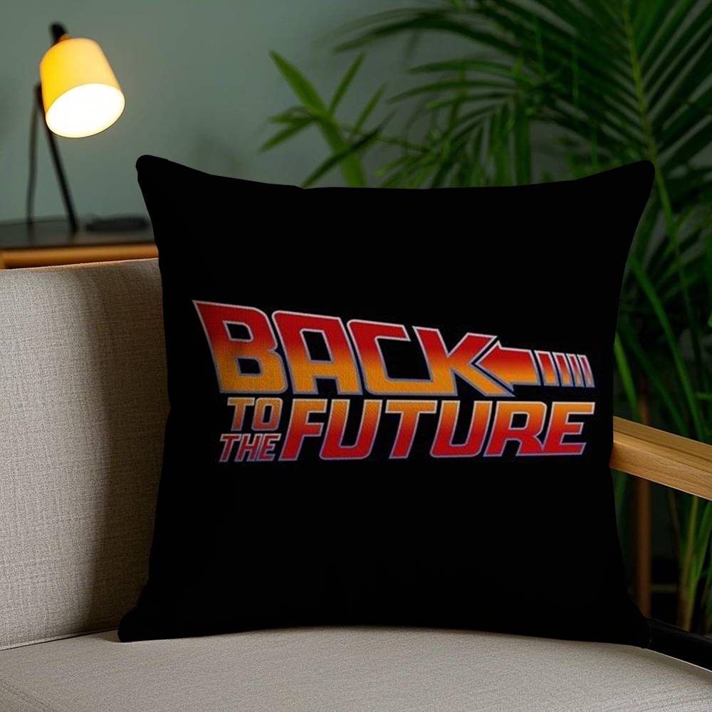 B-Back To The Future Pillow Case Home Dorm Chair Back Short Plush Double-sided Printing Office Nap Time Cushion Cover
