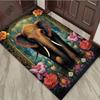 Elephant and Floral Rug for Elegant Living Rooms - Exotic Animal Design Floor Mat, Luxury Home Decor Skid resistant carpet