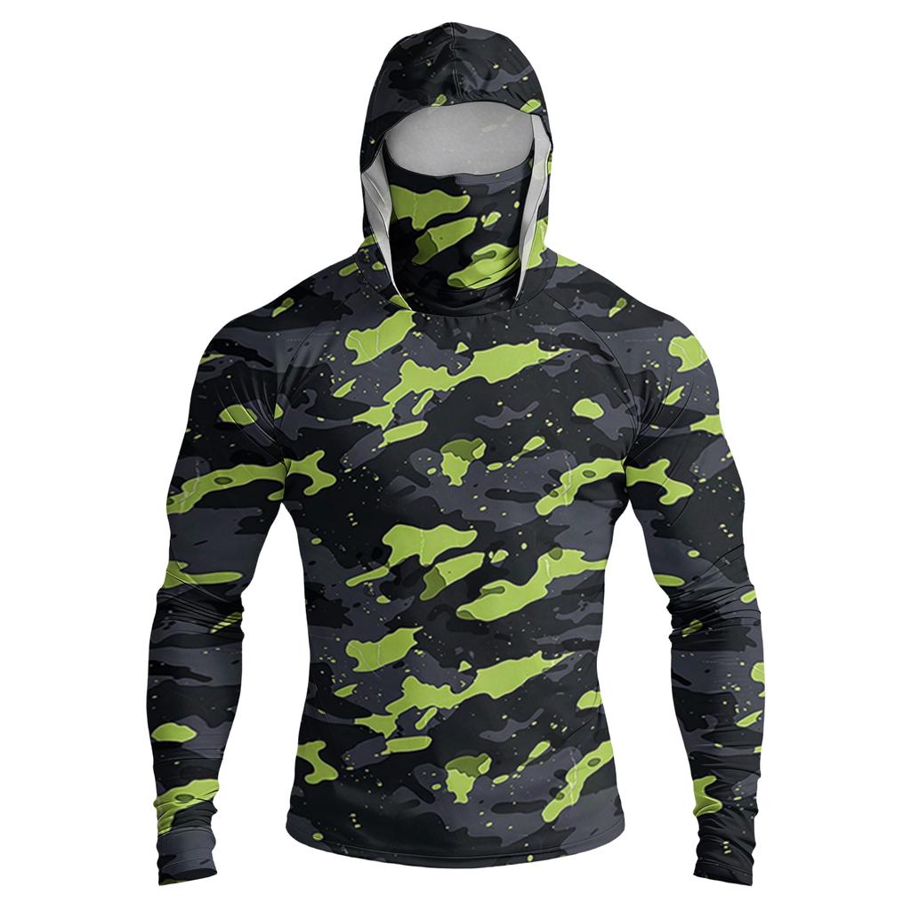 Camicia Casual da Uomo con Cappuccio e Maniche Lunghe a Spalla Cadente