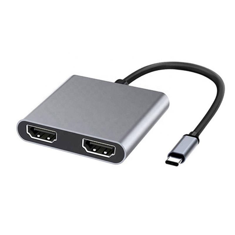 

Double HDTV USB C Converter 4K@60Hz Resolution External Display Dock Compatibles Multiple Systems
