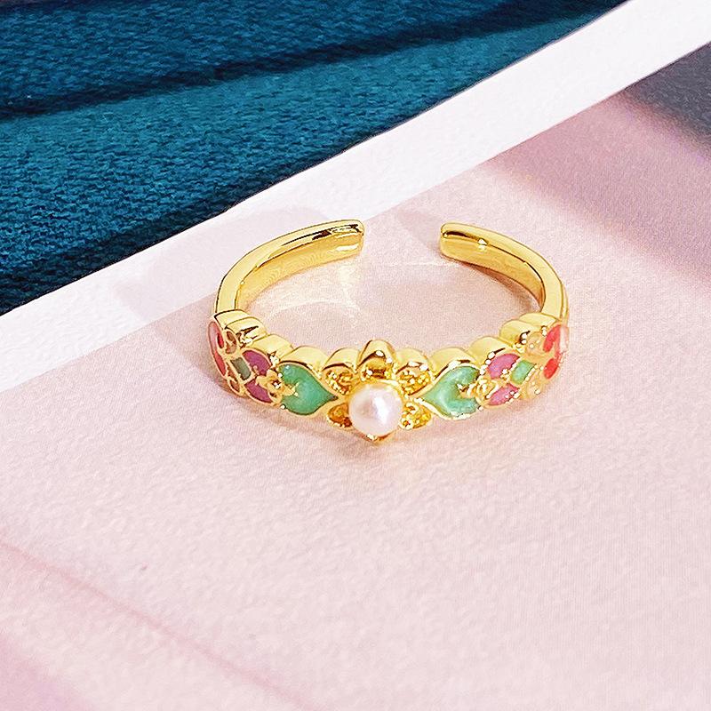 The Same Medieval Sweet Pink Zircon Super Flash Love Wing Ring Girl Heart Exquisite Niche Ring