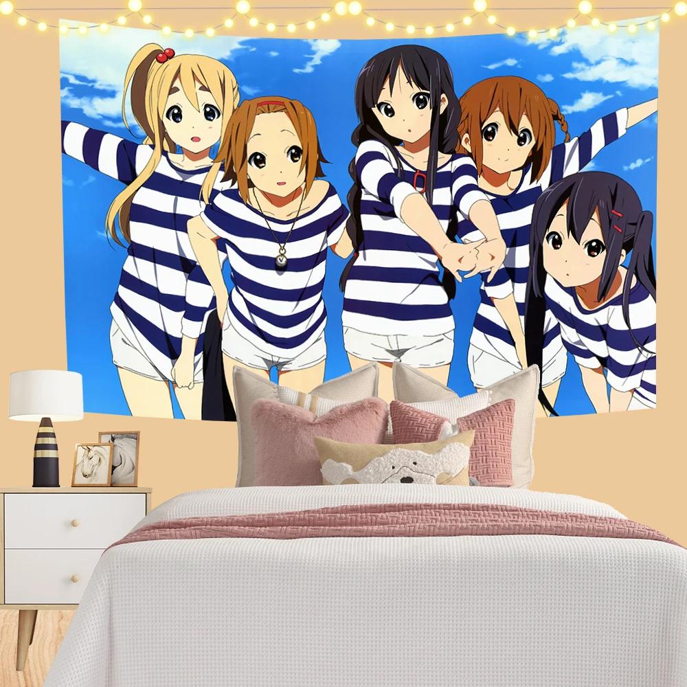 KOn Anime Girls Wall Tapestry Japanese School Uniform Art Print Bedroom Decor Otaku Gift Anime Fan Home Decoration
