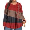 Women's Plus Size Fashion  Printed Casual Pleated Round Neck Long Sleeve Top
