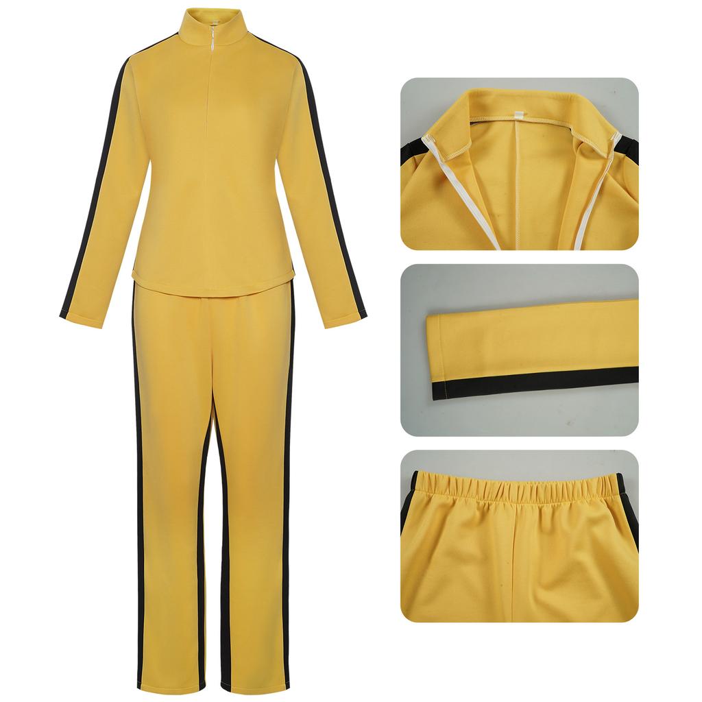 Kill Bill The Bride Beatrix Kiddo Cosplay Costume Yellow Kung Fu Jumpsuit Women Tracksuit Halloween Carnival Mardi Gras Costumes
