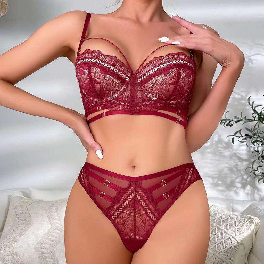 New sexy underwear small breasts show big gathering anti-sagging bra straps hollow lace underwear suit women