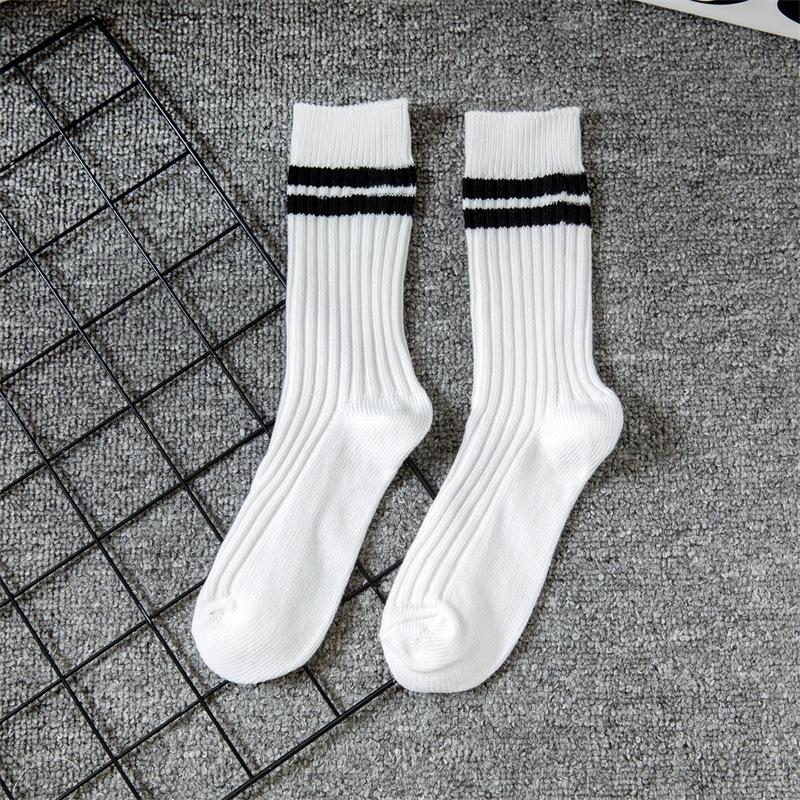 

Male Spring and Autumn Trend Double Needle Thick Line Parallel Bar Solid Color Street Sports Tube Socks 1 pair чёрный